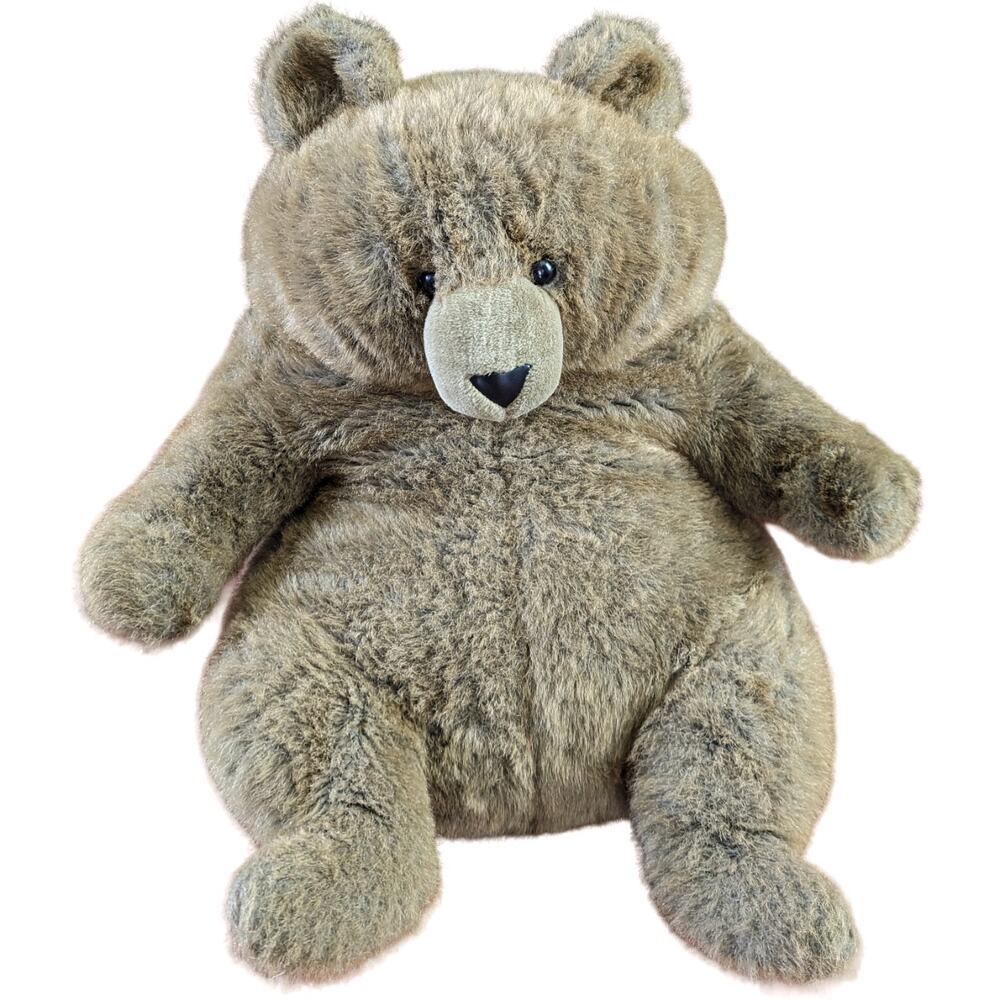 Vintage Dan-Dee Jumbo Brown Teddy Bear Plush 26" Huge Leather Nose Lovey VTG